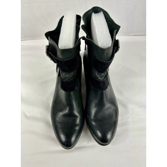 Paul Green Denver Biker Moto Boots Black Leather 8 Harness Buckles - Picture 3 of 12